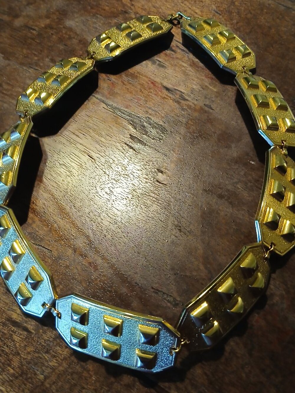 Vintage Escada Heavy Geometric Brutalist Gold Linked Belt
